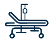 An icon of hospital bed in blue vector