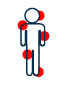 Human diagram icon with pain showcased using red dots