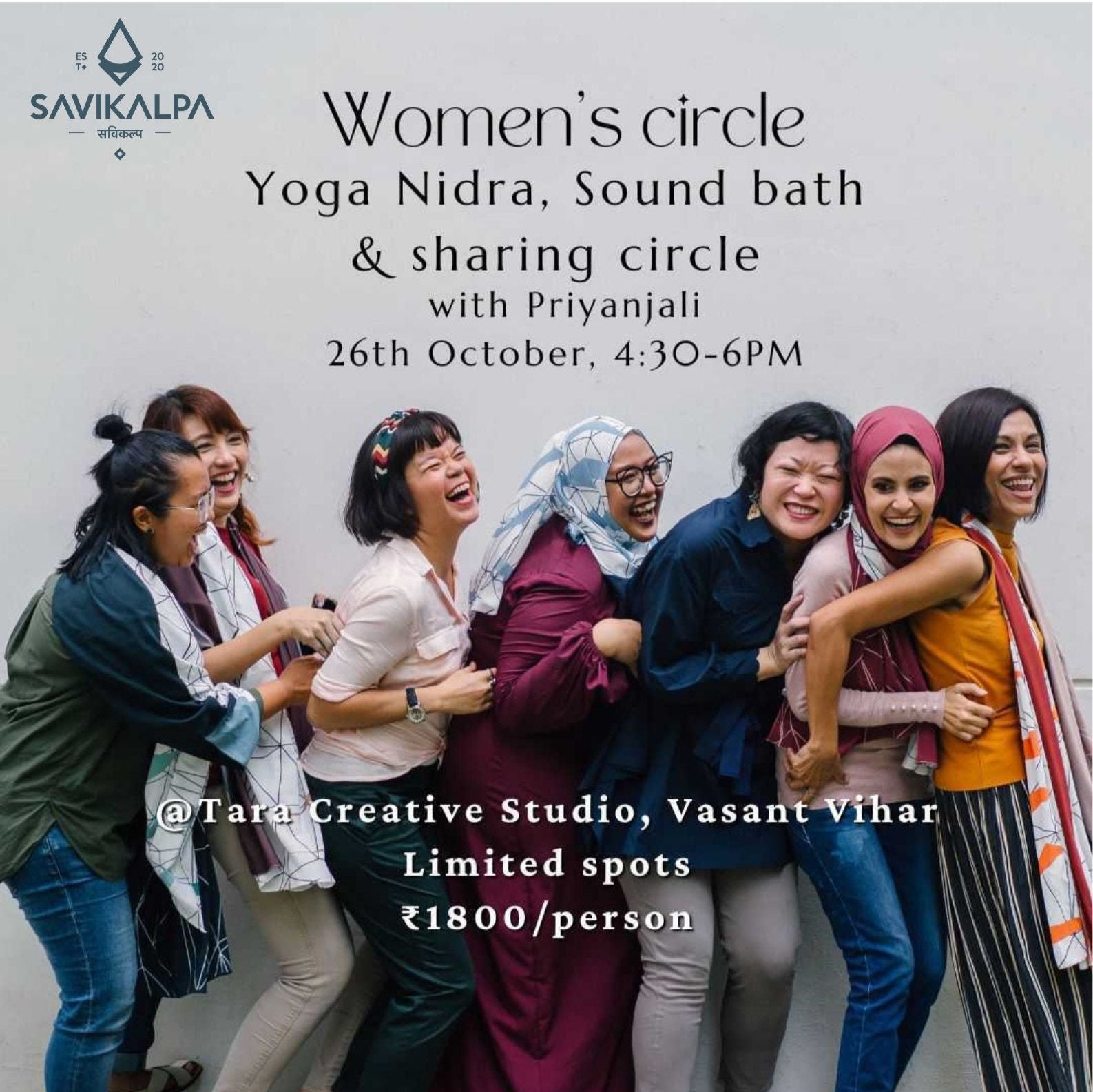 Feature image of an event on Women's Circle Yoga Nidra, Sound Bath & sharing circle at Tara Creative Studio,Vasant Vihar