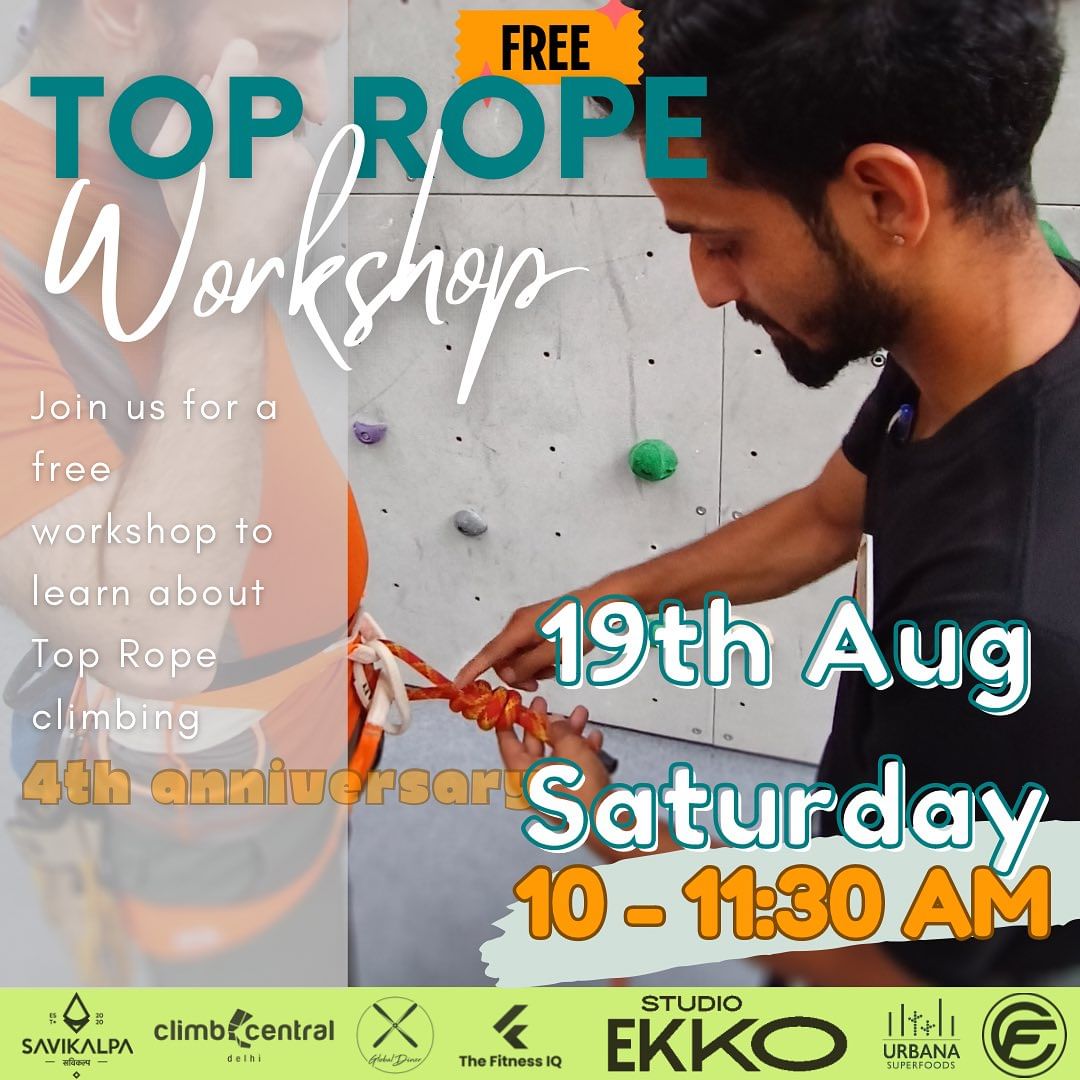 Top Rope Climbing Workshop by Savikalpa poster with details of the event at Climb Central