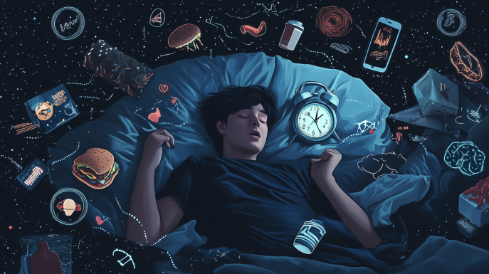 Feature image for What Causes Insomnia blog showing a boy in REM sleep