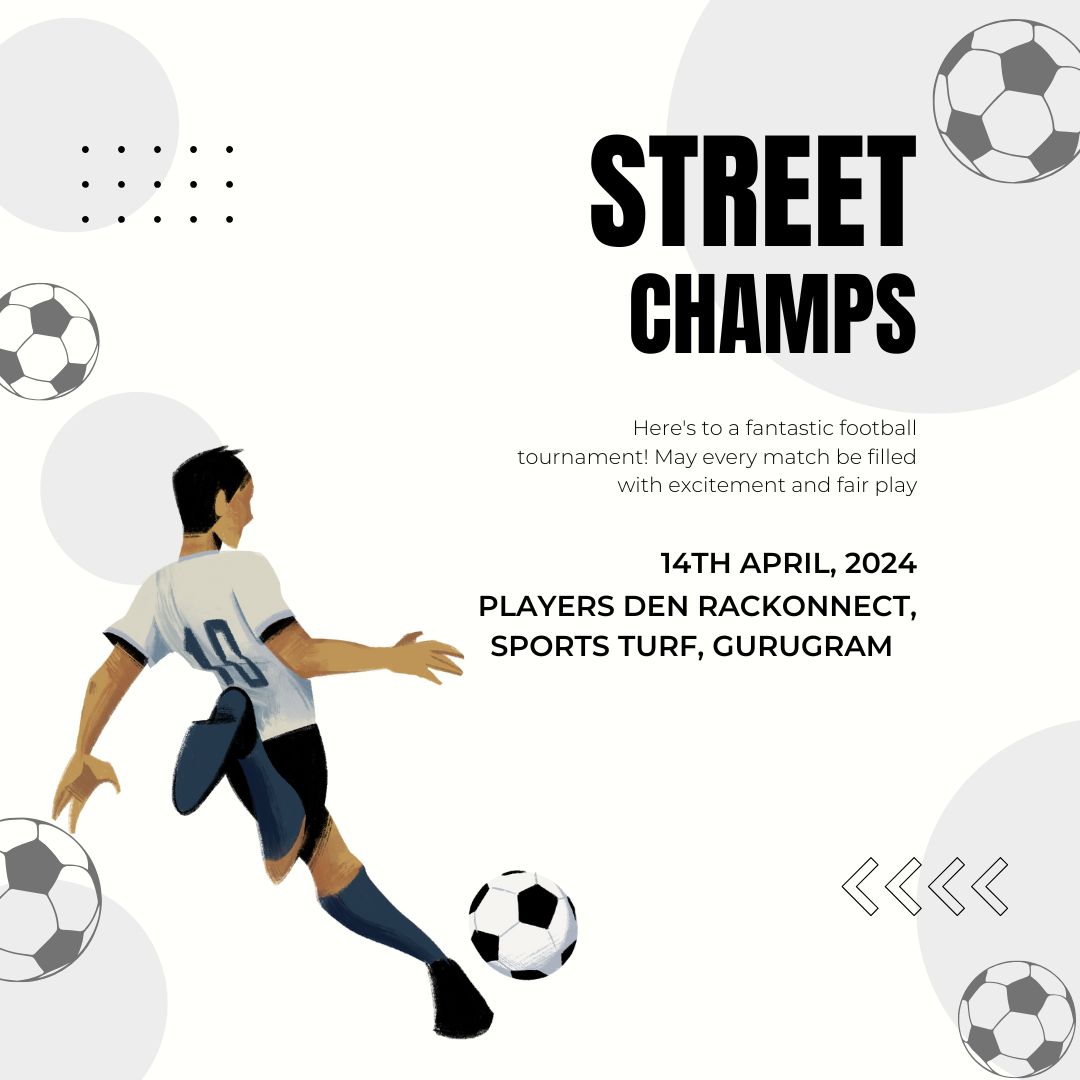 Sarian Street Champs soccer tournament promotional poster for April 2024 by Savikalpa