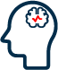 Outline of a human head with a brain and red EEG wave inside, symbolizing mental health, neurology, and brain activity monitoring