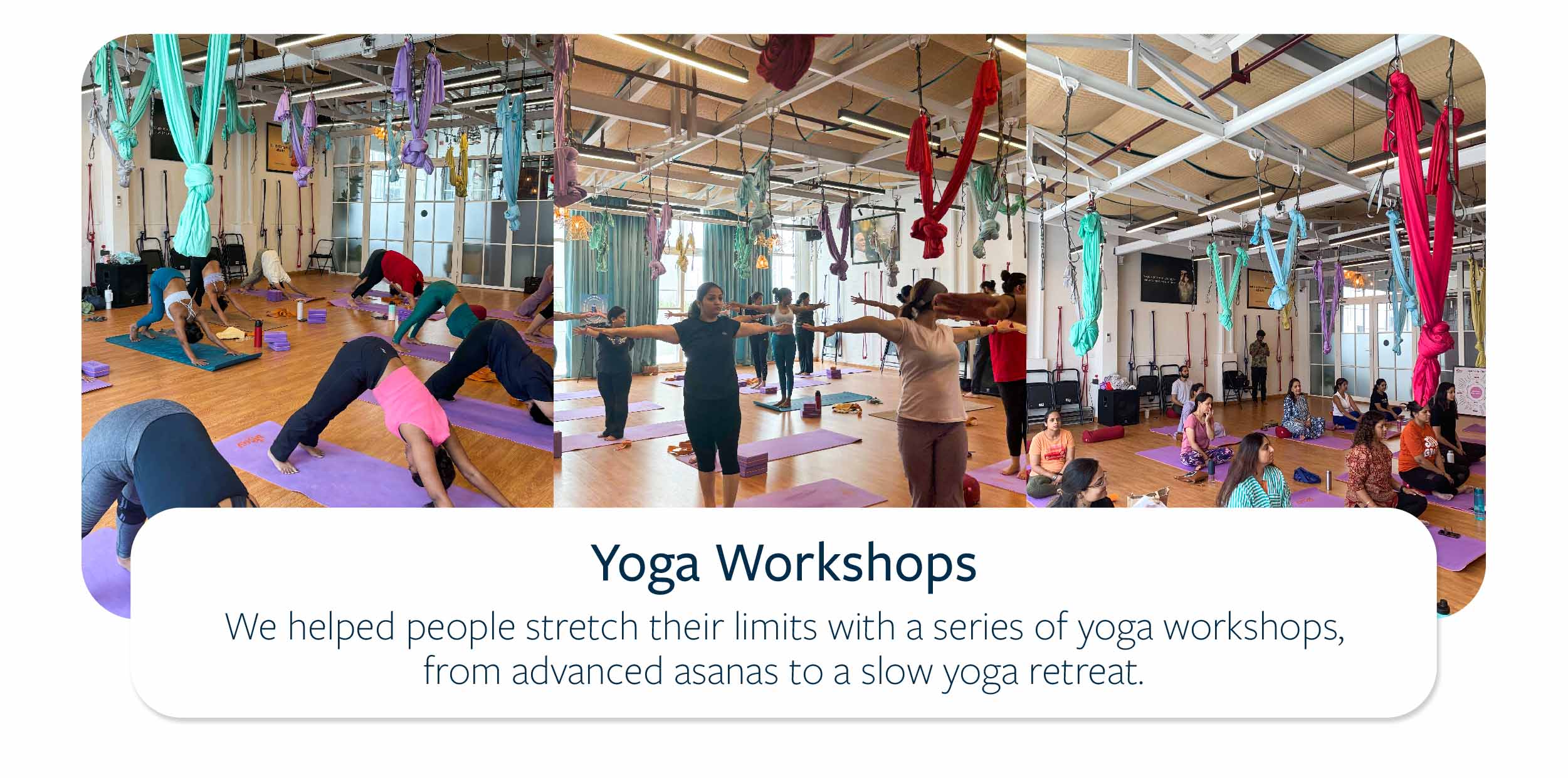 Banner image of yoga workshop showing people doing yoga  events in June Newsletter 