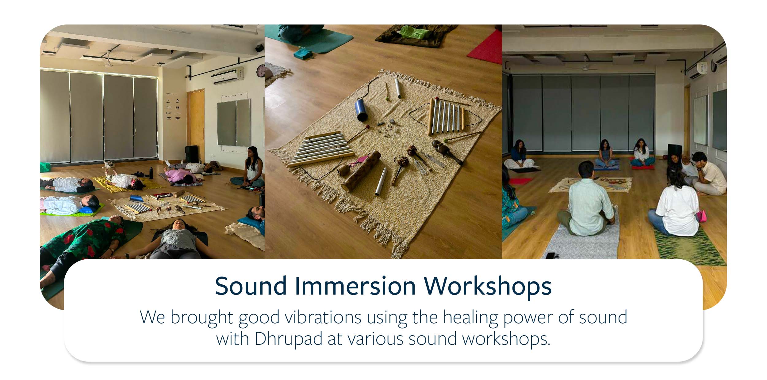 Banner image of sound immersion workshop showing sound healing equipments in June Newsletter 