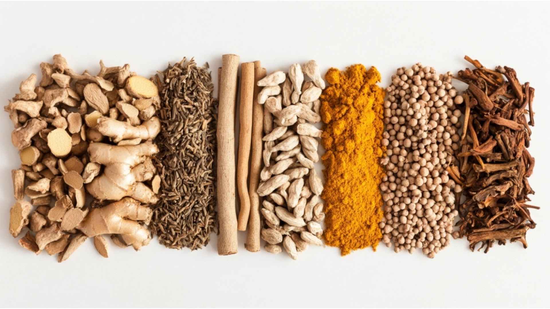 Feature image for Ayurvedic and Natural Remedies for Arthritis Relief blog showing different spices which help with arthritis