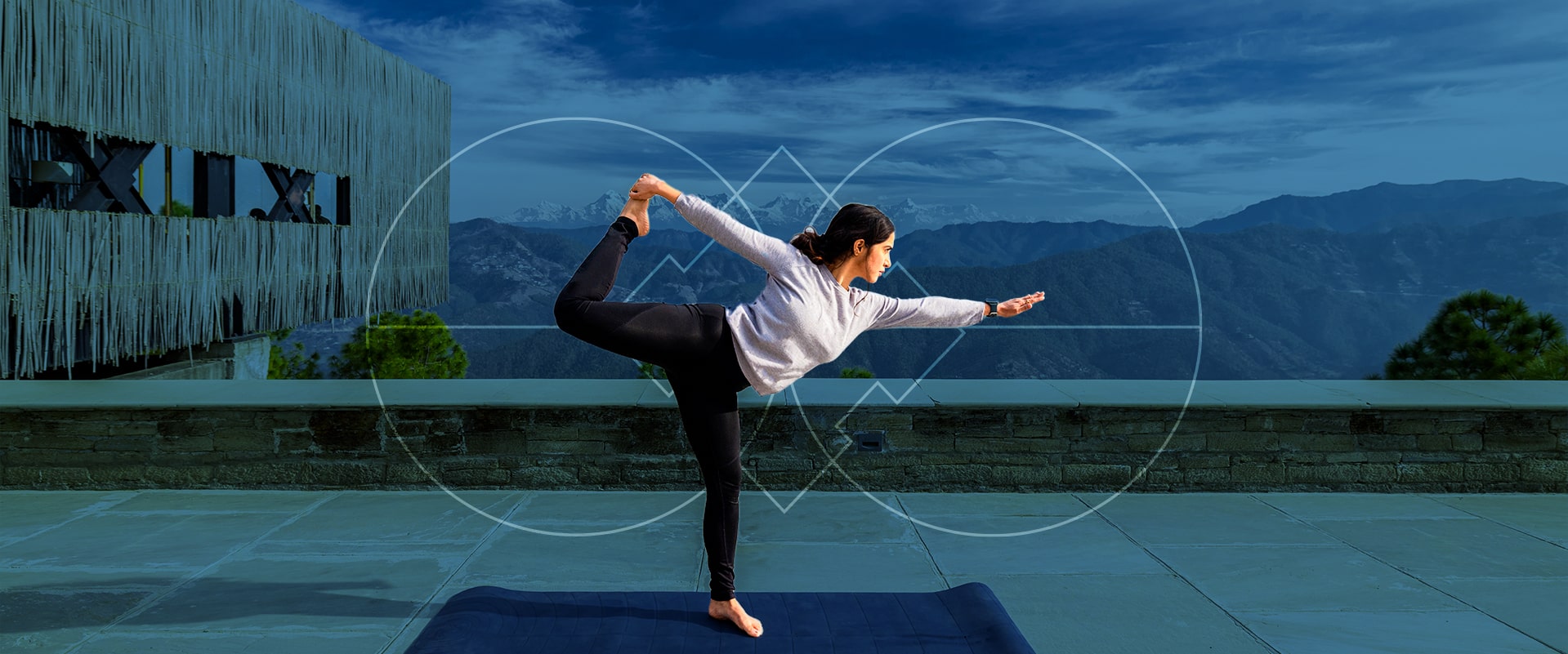 Savikalpa Sciences community page banner image with a female perfoming stretch at the Kumaon.