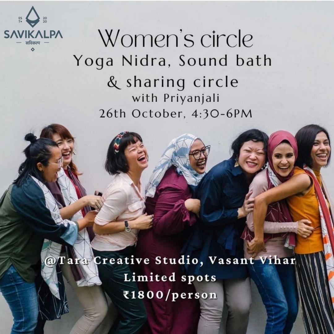 Feature image of an event on Women's Circle Yoga Nidra, Sound Bath & sharing circle at Tara Creative Studio,Vasant Vihar