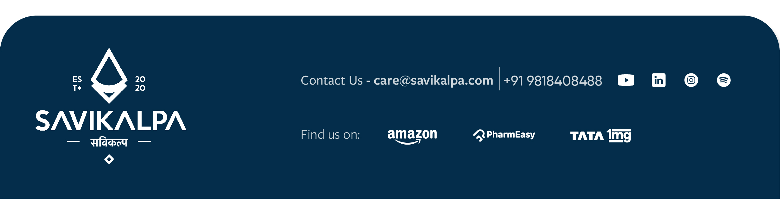 Footer for Newsletter page with Savikalpa logo, contact and platform details