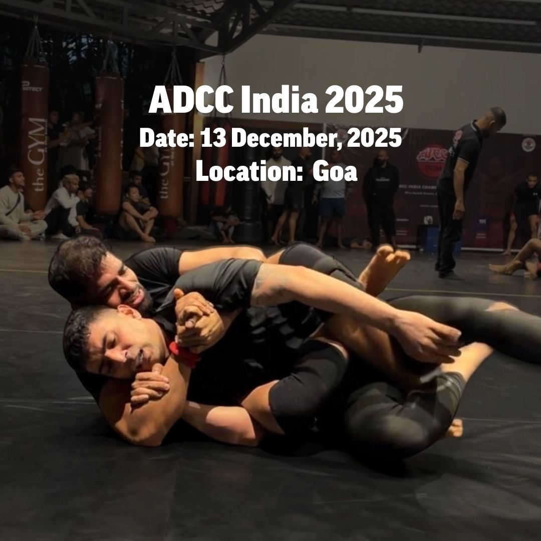 Banner image of ADCC India 2025 where Savikalpa sponsored fighters showcased their sports spirit