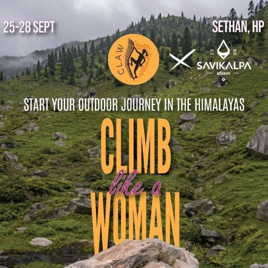 Banner image of climbing event where Savikalpa is one of the sponsors.