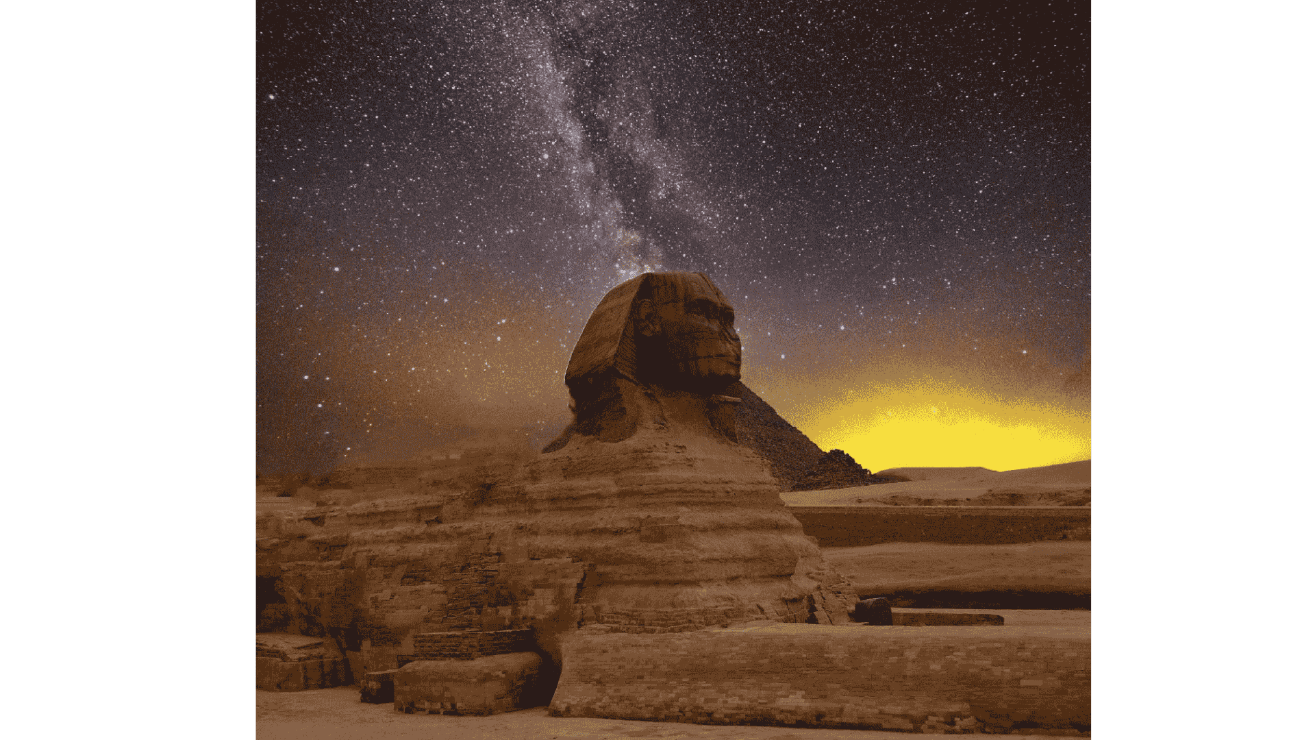 The Great Sphinx of Giza under a starry Milky Way sky, representing the ancient Egyptian science of using cannabis