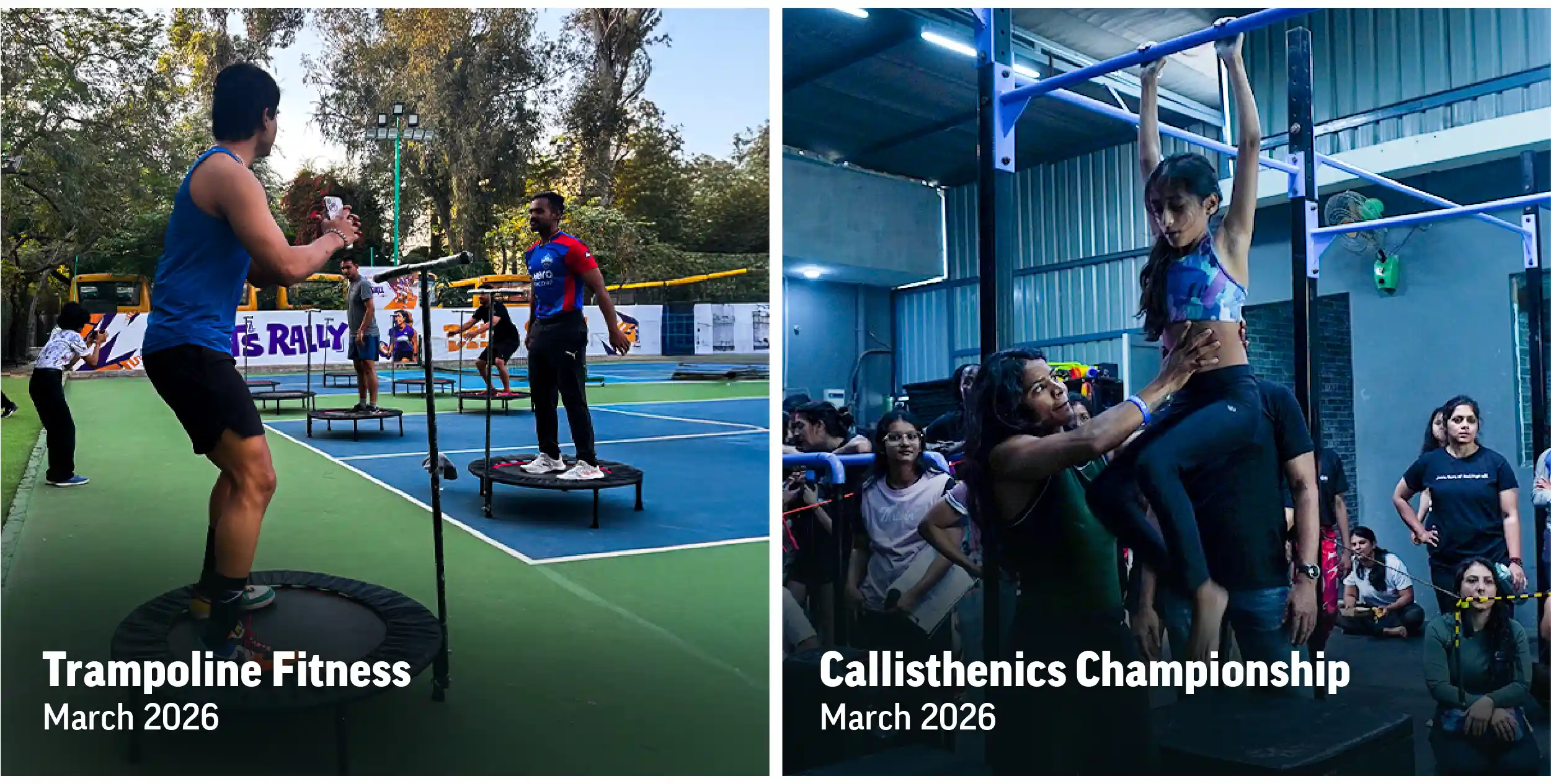 Savikalpa Sansaar community newsletter May 2026 trampoline fitness & callisthenics event images