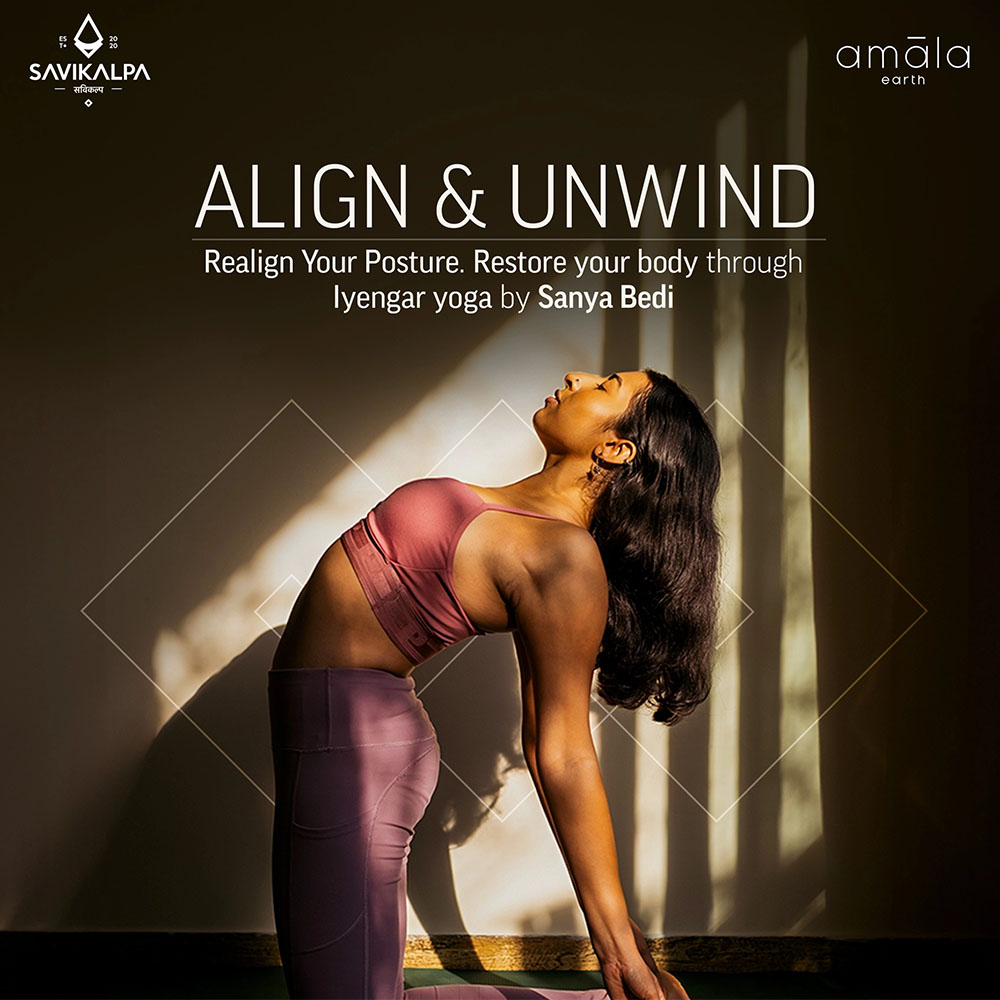 Align & Unwind- Iyengar yoga event sponsered by Savikalpa at the amala earth, Vasant Vihar New Delhi