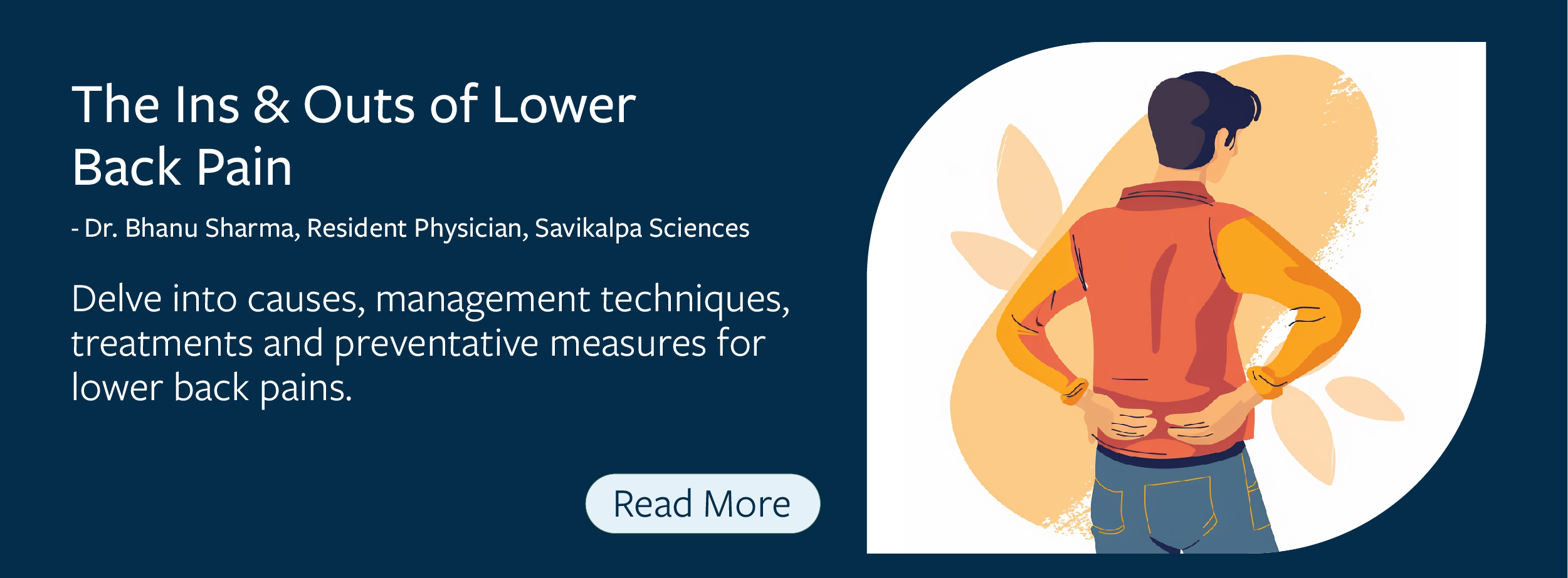 Banner for blog on the Ins and Outs of lower back pain in June Newsletter of Savikalpa Sciences