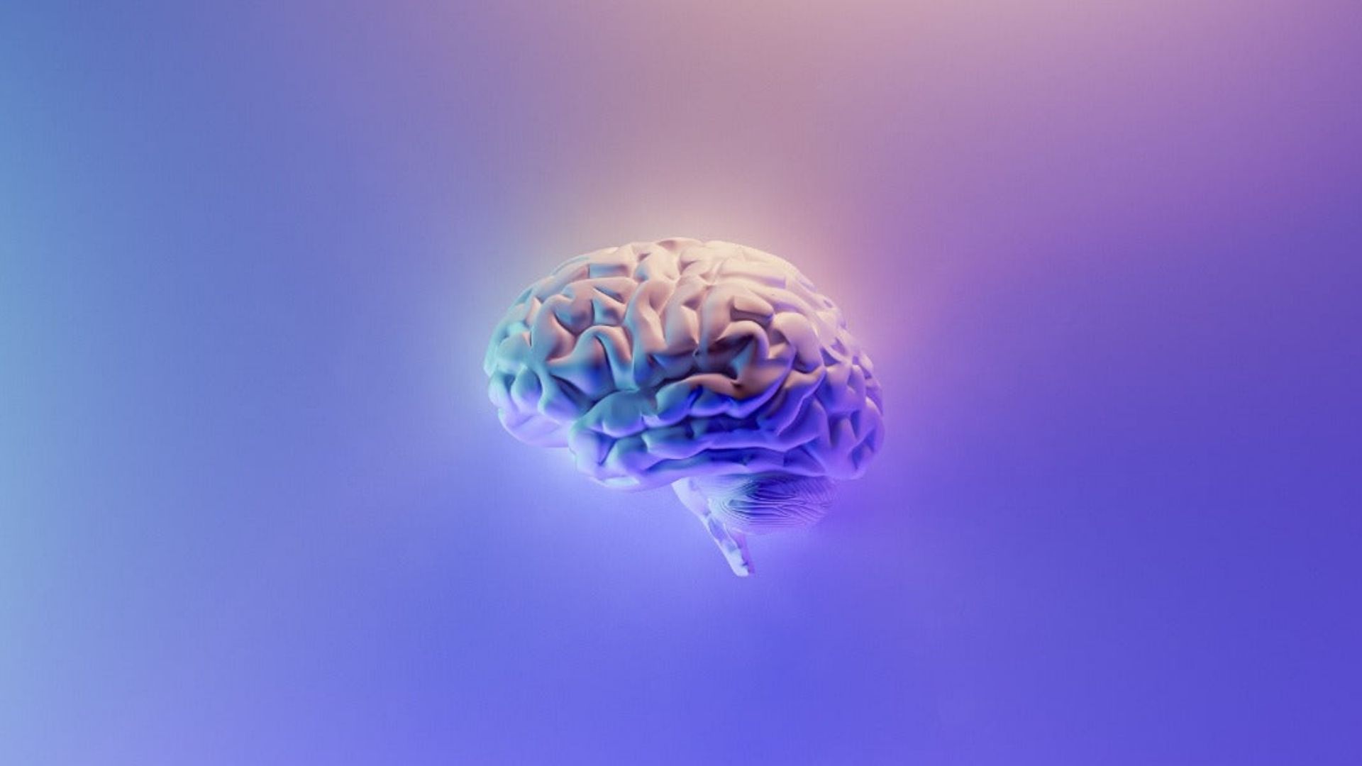 A brain depicted in purple and blue light, representing impact of cannabis on memory and cognitive health