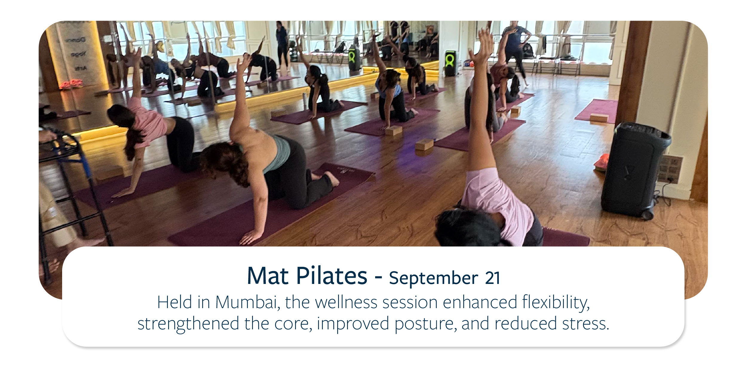 Mat Pilates event image showing participants doing pilates for newsletter Oct 25