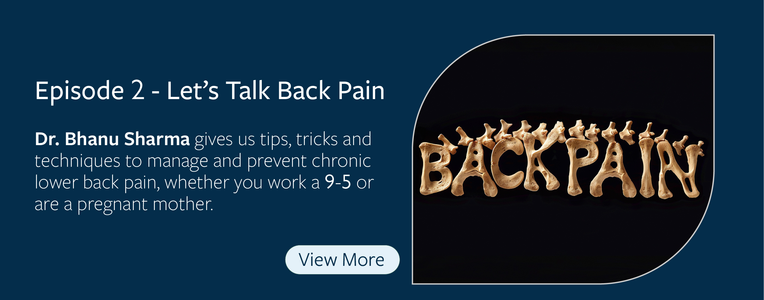 Podcast episode 2 "Let's talk backpain" in June Newsletter with a graphic saying backpain on the side