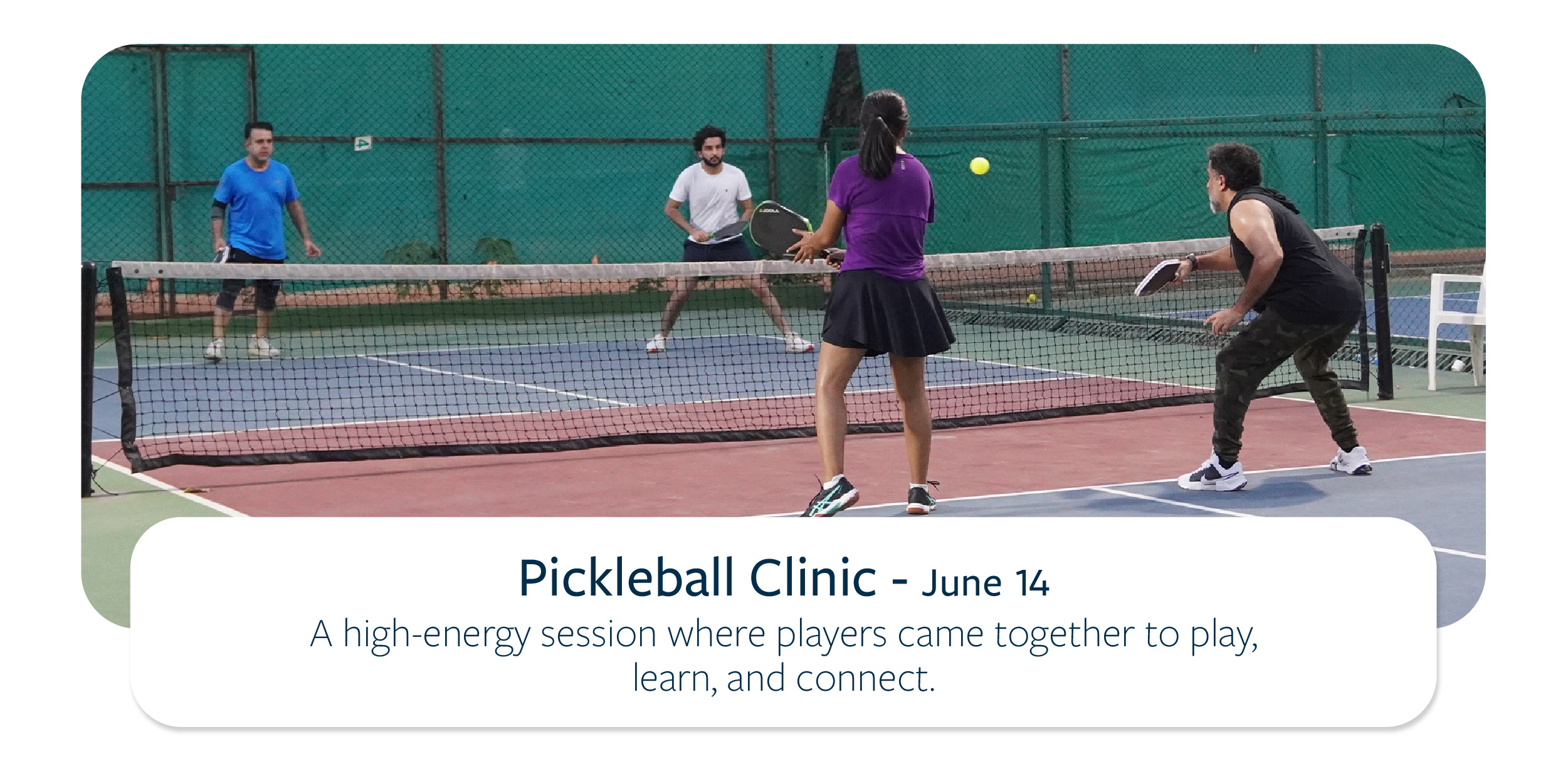 Pickleball clinic event image for june newsletter 2025