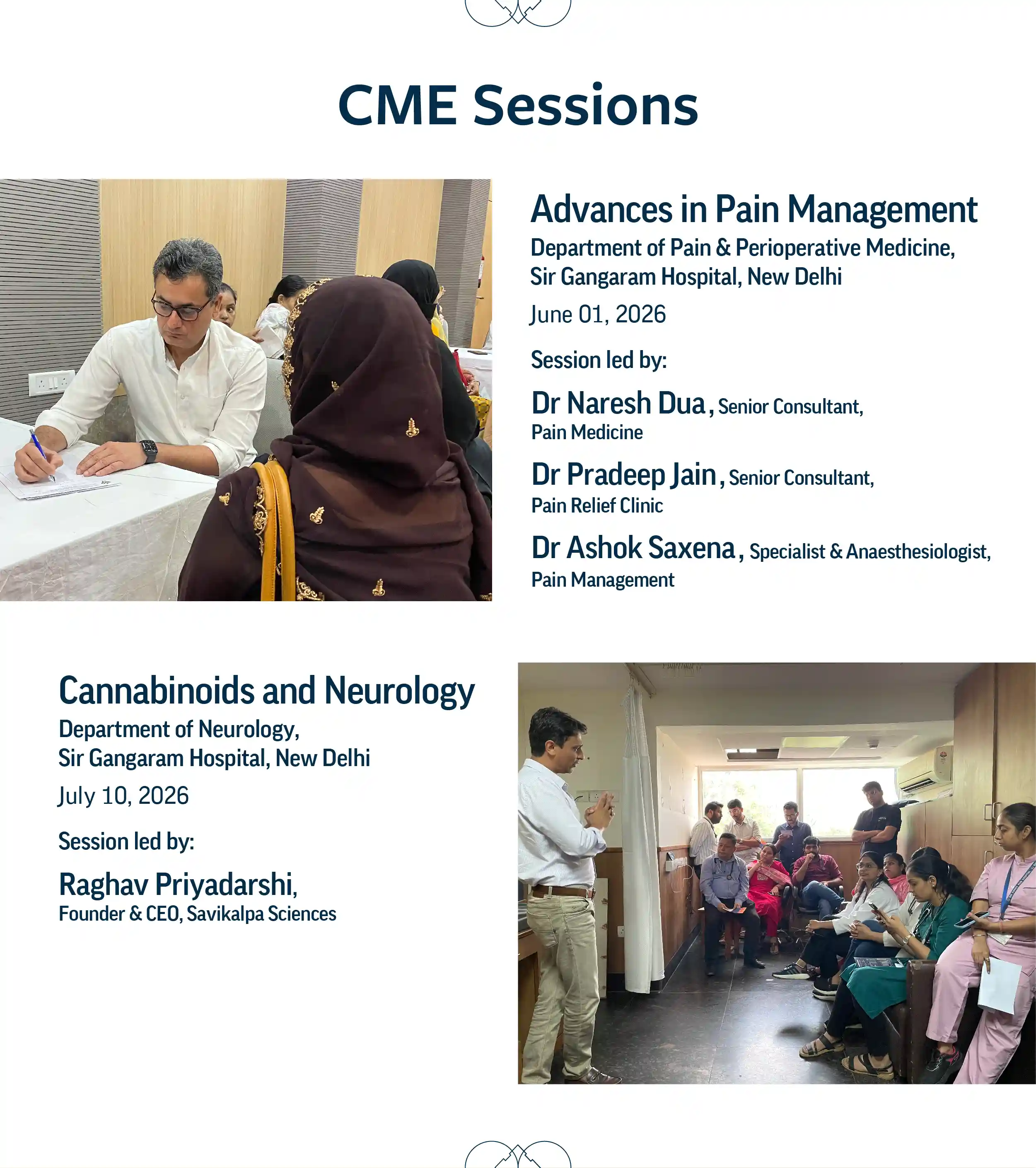 A section in the Savikalpa Newsletter for CME Sessions July 2026