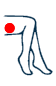 Legs icon with red dot on thighs showcasing pain