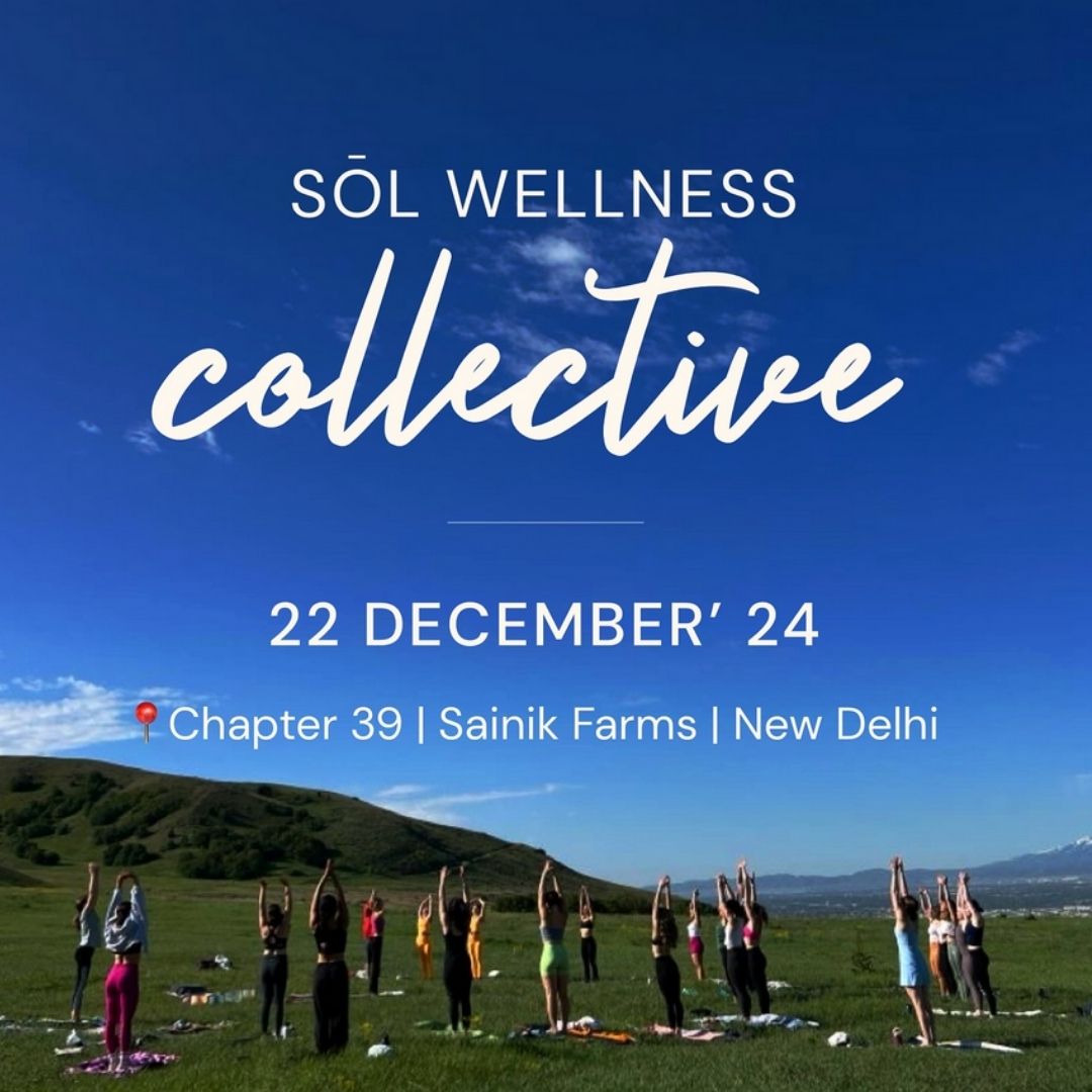 Outdoor yoga session by Sōl Wellness Collective, December 22 at Sainik Farms, New Delhi, serene nature