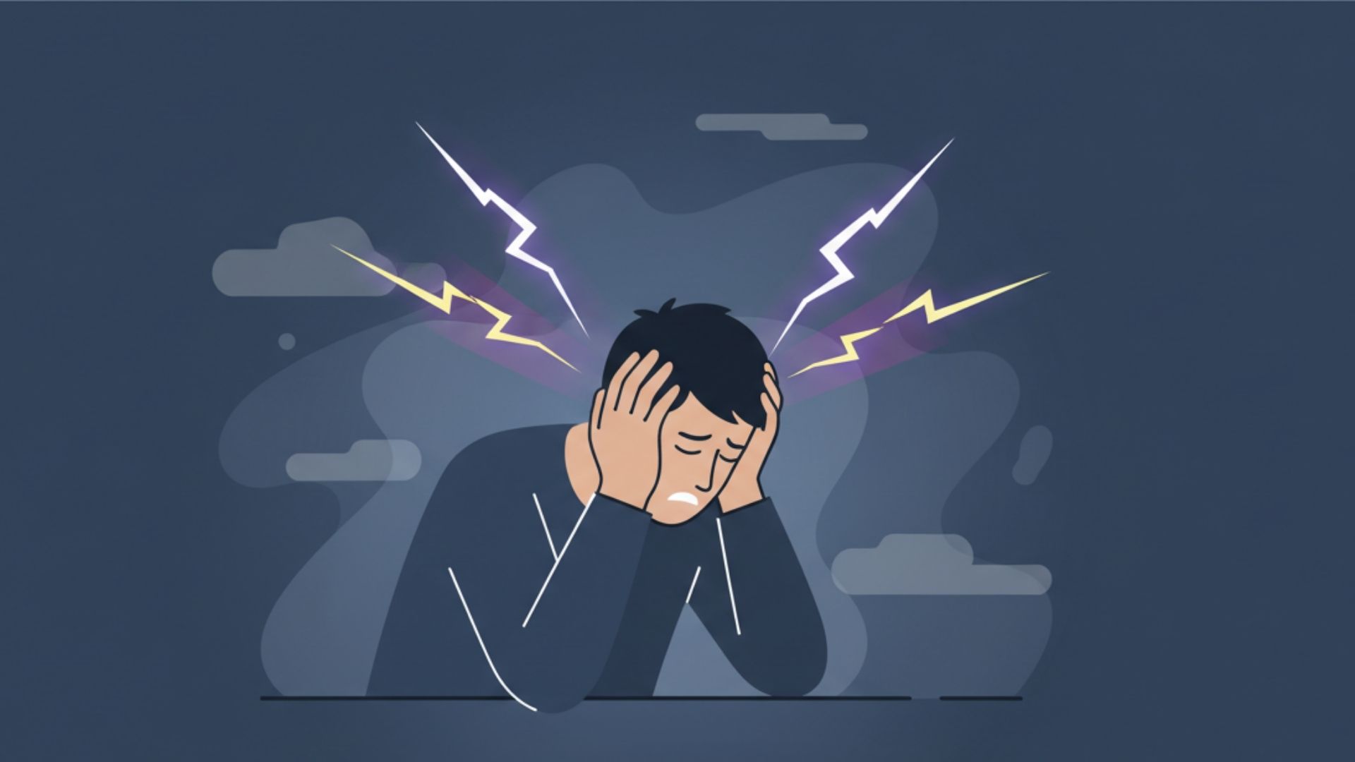 A vector style image of a man suffering from vestibular migraine