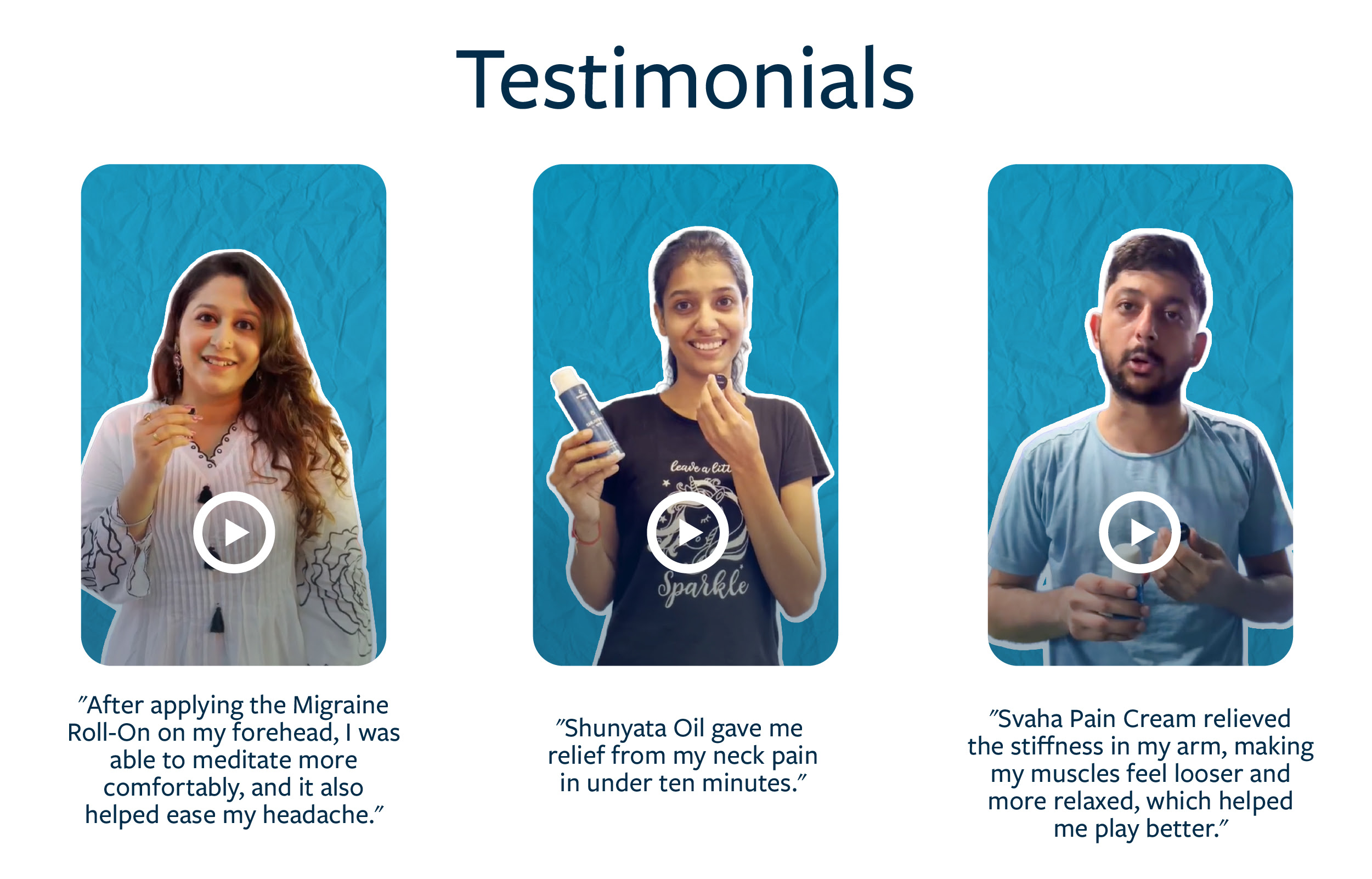 Image of video testimonails section in newsletter Oct 25 with three people sharing their experiences